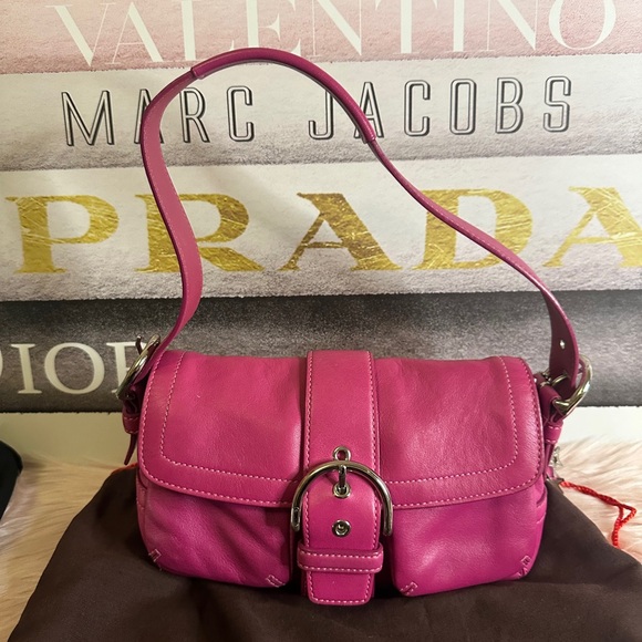 Coach Handbags - Coach Y2K Soho Pink Flap Bag with Coach bag charm